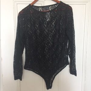 Black lace body suit